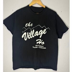 Village Ho T-Shirt Boulder CO Novelty Tee Black Mens L/XL Dad shirt